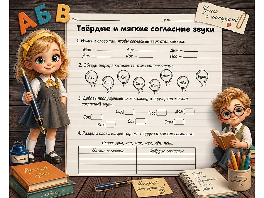 Твёрдые и мягкие согласные - просто и понятно
