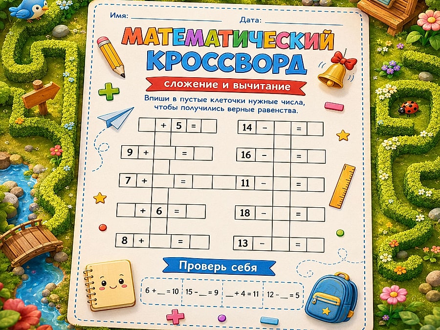 Рабочий лист - Математический кроссворд